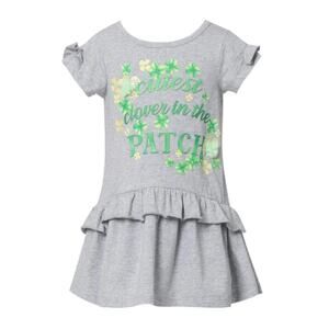 TRULY ME Girls Cutest Clover Ruffle Dress Size 5 Heather Grey St Patricks NWT
